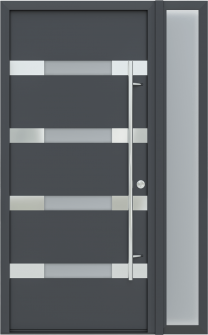 MODERN FRONT STEEL DOOR AURA ANTRACIT/WHITE 49 1/4" X 81 11/16" LHI + SIDELITE RIGHT