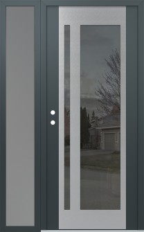 Diamond C15 52" x 80" anthracite/anthracite mirrored Glass Panel stainless steel RHI with Sidelite frosted Glass