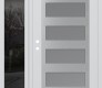 Modern Steel Front Door Diamond C9 50" x 80" white/white frosted Glass Panel stainless steel LHI with Sidelite mirrored Glass