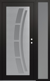Diamond C12 50" x 80" black/white frosted Glass Panel stainless steel LHI with Sidelite frosted Glass