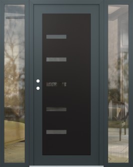 Diamond C8 60" x 80" anthracite/anthracite mirrored Glass Panel black RHI with 2 Sidelites clear Glass