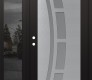 Modern Steel Front Door Diamond C12 52" x 80" black/white frosted Glass Panel stainless steel RHI with Sidelite mirrored Glass