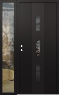 DIAMOND A7 50" X 80" BLACK/BLACK MIRRORED GLASS PANEL BLACK RHI WITH SIDELITE CLEAR GLASS