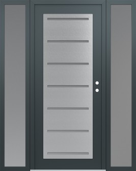 Diamond C11 60" x 80" anthracite/anthracite frosted Glass Panel stainless steel LHI with 2 Sidelites frosted Glass