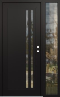 Diamond C6 50" x 80" black/black clear Glass Panel black LHI with Sidelite clear Glass