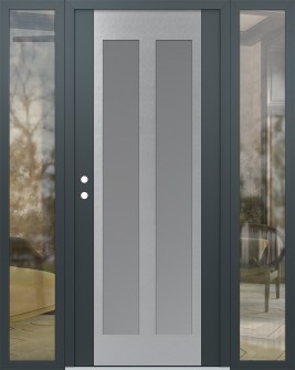 Diamond C14 60" x 80" anthracite/anthracite frosted Glass Panel stainless steel RHI with 2 Sidelites clear Glass
