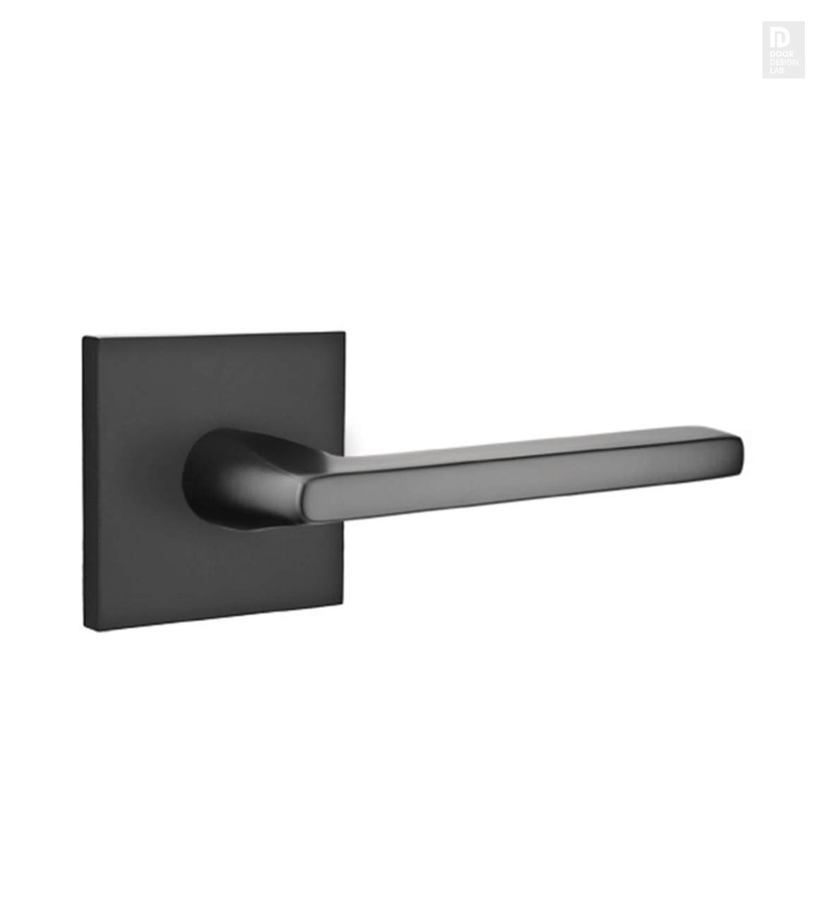 Door Lever Helios Square rosette (Black hardware) Privacy Right by Emtek