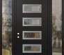 Modern Steel Front Door Diamond D1 60" x 96" black/black clear Glass Panel stainless steel RHI with 2 Sidelites and Transom clear Glass