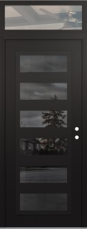 Diamond C9 36" x 96" black/black mirrored Glass Panel black LHI with Transom clear Glass