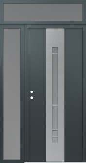 DIAMOND A3 48" X 96" ANTHRACITE/ANTHRACITE FROSTED GLASS PANEL STAINLESS STEEL RHI WITH SIDELITE AND TRANSOM FROSTED GLASS