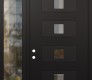 Modern Steel Front Door Diamond D8 52" x 96" black/black clear Glass Panel black RHI with Sidelite and Transom clear Glass