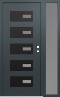 Diamond D7 48" x 80" anthracite/anthracite frosted Glass Panel black LHI with Sidelite frosted Glass