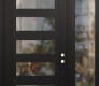 Modern Steel Front Door Diamond C9 52" x 96" black/black clear Glass Panel black LHI with Sidelite and Transom clear Glass