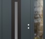 Modern Steel Front Door DIAMOND A2 52" X 96" ANTHRACITE/ANTHRACITE FROSTED GLASS PANEL BLACK LHI WITH SIDELITE AND TRANSOM CLEAR GLASS