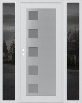 Diamond C5 64" x 80" white/white frosted Glass Panel stainless steel RHI with 2 Sidelites mirrored Glass