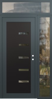 Diamond C8 48" x 96" anthracite/anthracite clear Glass Panel black LHI with Sidelite and Transom clear Glass