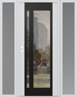 Diamond C15 68" x 80" white/white clear Glass Panel black RHI with 2 Sidelites frosted Glass