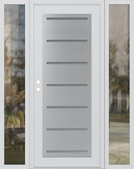 Diamond C11 68" x 80" white/white frosted Glass Panel stainless steel RHI with 2 Sidelites clear Glass