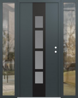 DIAMOND A10 60" X 80" ANTHRACITE/ANTHRACITE FROSTED GLASS PANEL BLACK LHI WITH 2 SIDELITES CLEAR GLASS