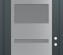 Modern Steel Front Door Diamond C10 36" x 96" anthracite/anthracite frosted Glass Panel stainless steel LHI with Transom clear Glass
