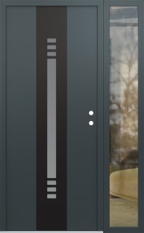 DIAMOND A5 48" X 80" ANTHRACITE/ANTHRACITE FROSTED GLASS PANEL BLACK LHI WITH SIDELITE CLEAR GLASS