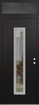 DIAMOND A11 36" X 96" BLACK/BLACK CLEAR GLASS PANEL STAINLESS STEEL LHI WITH TRANSOM MIRRORED GLASS