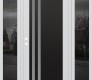 Modern Steel Front Door Diamond C6 64" x 80" white/white frosted Glass Panel black RHI with 2 Sidelites mirrored Glass