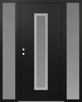 DIAMOND A11 68" X 80" BLACK/WHITE FROSTED GLASS PANEL STAINLESS STEEL RHI WITH 2 SIDELITES FROSTED GLASS