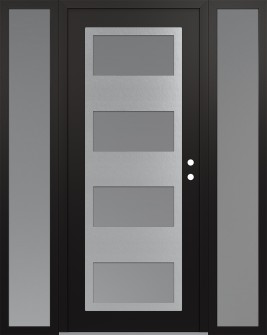 Diamond C2 60" x 80" black/white frosted Glass Panel stainless steel LHI with 2 Sidelites frosted Glass