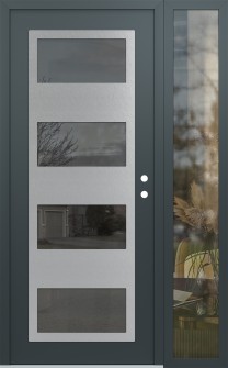 Diamond C2 48" x 80" anthracite/anthracite mirrored Glass Panel stainless steel LHI with Sidelite clear Glass