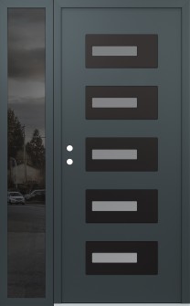 Diamond D6 50" x 80" anthracite/anthracite frosted Glass Panel black RHI with Sidelite mirrored Glass