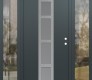 Modern Steel Front Door DIAMOND A10 64" X 80" ANTHRACITE/ANTHRACITE FROSTED GLASS PANEL STAINLESS STEEL LHI WITH 2 SIDELITES CLEAR GLASS