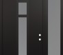 Modern Steel Front Door DIAMOND A9 48" X 96" BLACK/WHITE FROSTED GLASS PANEL BLACK LHI WITH SIDELITE AND TRANSOM FROSTED GLASS