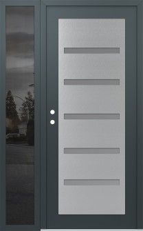 Diamond C7 52" x 80" anthracite/anthracite frosted Glass Panel stainless steel RHI with Sidelite mirrored Glass