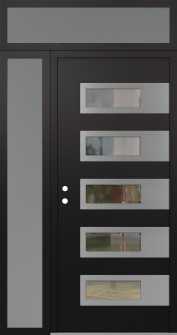 Diamond D3 48" x 96" black/black clear Glass Panel stainless steel RHI with Sidelite and Transom frosted Glass