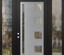 Modern Steel Front Door Diamond C3 68" x 96" black/black clear Glass Panel stainless steel RHI with 2 Sidelites and Transom clear Glass