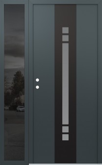 DIAMOND A4 52" X 80" ANTHRACITE/ANTHRACITE FROSTED GLASS PANEL BLACK RHI WITH SIDELITE MIRRORED GLASS