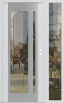 Diamond C15 52" x 80" white/white clear Glass Panel stainless steel LHI with Sidelite clear Glass