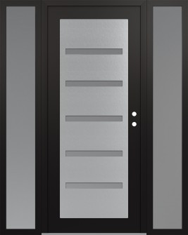 Diamond C7 68" x 80" black/white frosted Glass Panel stainless steel LHI with 2 Sidelites frosted Glass