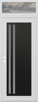 Diamond C6 36" x 96" white/white frosted Glass Panel black RHI with Transom clear Glass