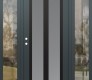 Modern Steel Front Door Diamond C14 68" x 80" anthracite/anthracite frosted Glass Panel black RHI with 2 Sidelites clear Glass