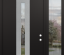 DIAMOND A2 48" X 96" BLACK/BLACK CLEAR GLASS PANEL STAINLESS STEEL RHI WITH SIDELITE AND TRANSOM CLEAR GLASS