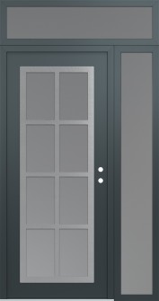 Diamond C16 50" x 96" anthracite/anthracite frosted Glass Panel stainless steel LHI with Sidelite and Transom frosted Glass