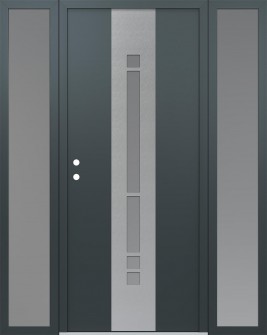 DIAMOND A3 68" X 80" ANTHRACITE/ANTHRACITE FROSTED GLASS PANEL STAINLESS STEEL RHI WITH 2 SIDELITES FROSTED GLASS