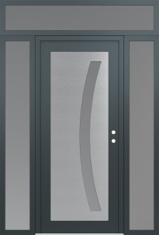 Diamond C4 60" x 96" anthracite/anthracite frosted Glass Panel stainless steel LHI with 2 Sidelites and Transom frosted Glass