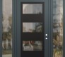 Modern Steel Front Door Diamond C2 64" x 96" anthracite/anthracite clear Glass Panel black LHI with 2 Sidelites and Transom clear Glass