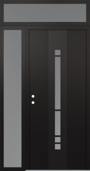 DIAMOND A3 48" X 96" BLACK/WHITE FROSTED GLASS PANEL BLACK RHI WITH SIDELITE AND TRANSOM FROSTED GLASS