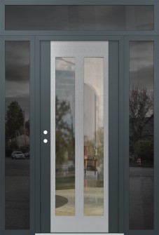 Diamond C14 64" x 96" anthracite/anthracite clear Glass Panel stainless steel RHI with 2 Sidelites and Transom mirrored Glass