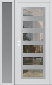 Diamond C9 50" x 80" white/white clear Glass Panel stainless steel RHI with Sidelite frosted Glass