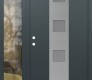 Modern Steel Front Door DIAMOND A12 50" X 80" ANTHRACITE/ANTHRACITE FROSTED GLASS PANEL STAINLESS STEEL RHI WITH SIDELITE CLEAR GLASS